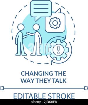 Changing way they talk turquoise concept icon Stock Vector