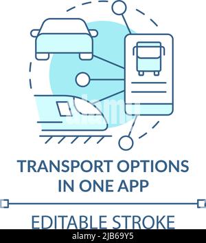 Transport options in one app turquoise concept icon Stock Vector
