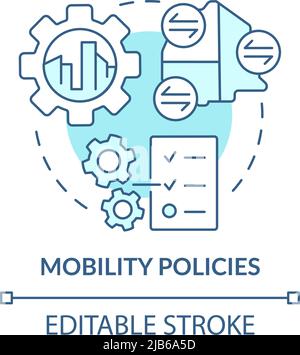 Mobility policies turquoise concept icon Stock Vector