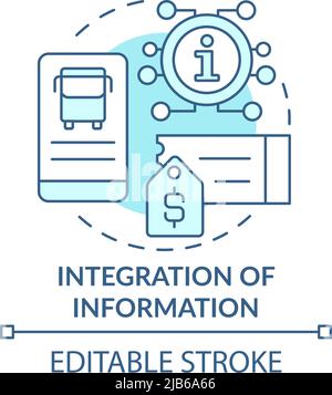 Integration of information turquoise concept icon Stock Vector