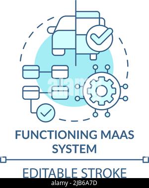 Functioning Maas system turquoise concept icon Stock Vector