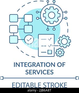Integration of services turquoise concept icon Stock Vector