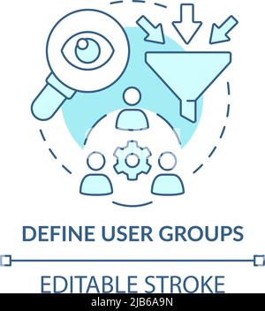 Define user groups turquoise concept icon Stock Vector