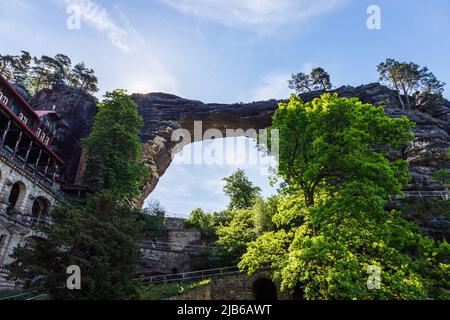 Pravcicka Gate - natural sandstone arch in the Bohemian Switzerland National Park, Czech Republic Stock Photo