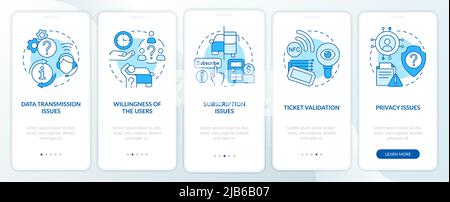 MaaS issues blue onboarding mobile app screen Stock Vector
