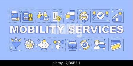 Mobility services word concepts purple banner Stock Vector