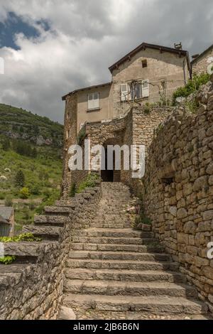 Historical buildings in the commune of Sainte-Enimie, Gorges du Tarn Causses, Occitania, France Stock Photo