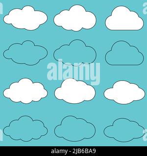 Clouds line art icon.Sky flat illustration collection for web,Vector llustration Stock Vector