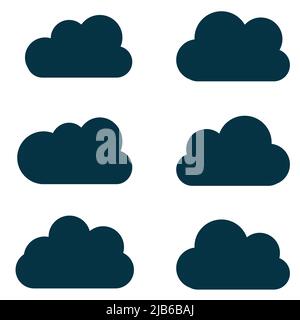 Clouds silhouettes. Vector set of clouds shapes. Collection of various forms and contours. Design elements for the weather forecast, web interface,Vec Stock Vector