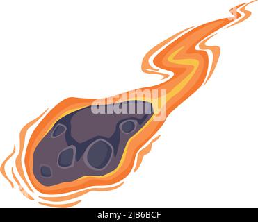 Realistic color vector meteor asteroid comet in the night sky in space ...