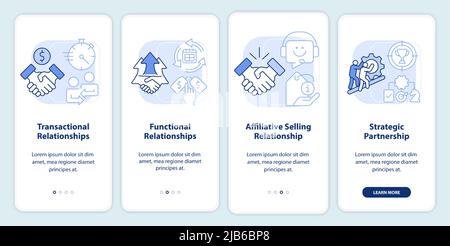 Types of sales relationships blue onboarding mobile app screen Stock ...