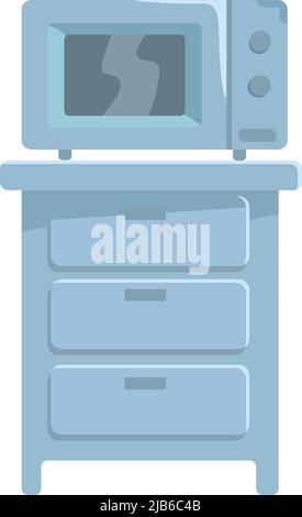 Microwave oven on kitchen table semi flat color vector object Stock Vector