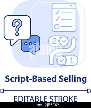 Script-based selling light blue concept icon Stock Vector