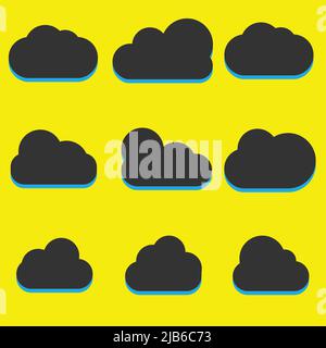 Set of Cloud Icons in trendy flat style isolated on blue background. Cloud symbol for your web site design, logo, app, UI. Vector illustration Stock Vector