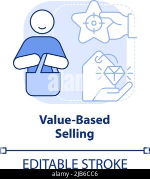 Value-based selling light blue concept icon Stock Vector