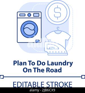 Plan to do laundry on road light blue concept icon Stock Vector