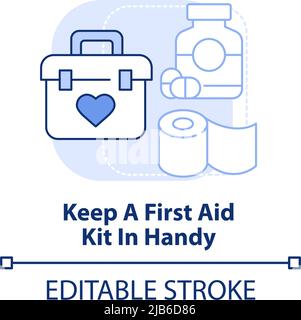Keep first aid kit in handy light blue concept icon Stock Vector