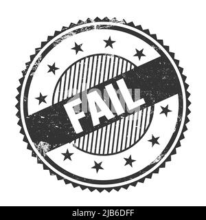 FAIL text written on black grungy zig zag borders round stamp. Stock Photo