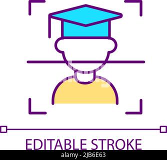 Biometric student identification RGB color icon Stock Vector