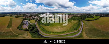A 360 degree aerial photo of the Bury Bat on the outskirts of Bury St Edmunds in Suffolk, UK Stock Photo