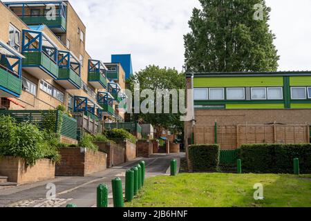 A section of the Byker Wall housing estate, in Newcastle upon Tyne, UK, designed by Ralph Erskine. Stock Photo