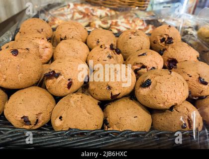 Pile of assorted mochi bun selling in the bakery. Stock Photo