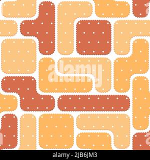 Seamless pattern with puzzles of cookies, crackers. Colored vector background. Stock Vector