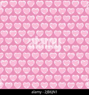 Seamless pattern with pink plastic bubbles hearts, wrapping with bubble wrap. Colored vector background. Stock Vector