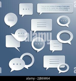 Abstract paper speech bubbles icons set for infographics and presentation templates isolated vector illustration Stock Vector