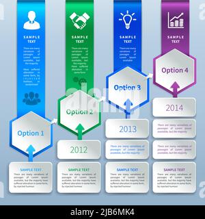 Abstract business paper chart infographics design template with option bookmarks ladder arrows and business icons vector illustration Stock Vector