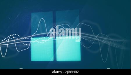 Image of data processing and loading bar over blue background Stock Photo