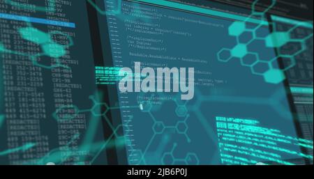 Image of shapes over data processing Stock Photo