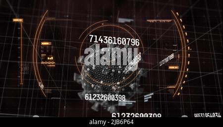Image of virus cells and numbers with data processing Stock Photo