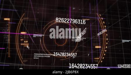 Image of virus cells and numbers with data processing Stock Photo