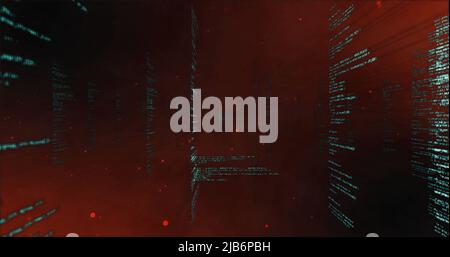 Image of data processing over red background Stock Photo
