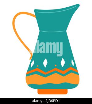 Clay painted jug - flat design style single isolated object Stock Vector
