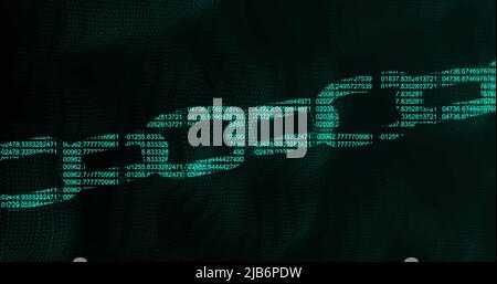 Image of data processing forming chain over black background Stock Photo