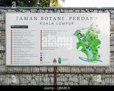 Kuala Lumpur,Malaysia - May 22,2022 : Legend of the Kuala Lumpur Perdana Botanical Gardens, it's also knowns as Taman Botani Perdana in malay language Stock Photo