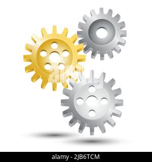 Metal cog wheel gear steel machine clock engine mechanism emblem vector illustration Stock Vector