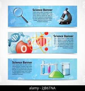 Science research education laboratory equipment banners isolated vector illustration Stock Vector