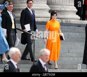 London, UK. 03rd June, 2022. Jack Brookbanks and Princess Eugenie attends The Service of Thanksgiving at St. Paul's Cathedral to celebrate the Platinum Jubilee of Queen Elizabeth II. Most senior members of the royal family are present but unfortunately Queen Elizabeth II is unable to attend and Prince Andrew pulled out because of testing positive for Coronavirus. Credit: Paul Marriott/Alamy Live News Stock Photo