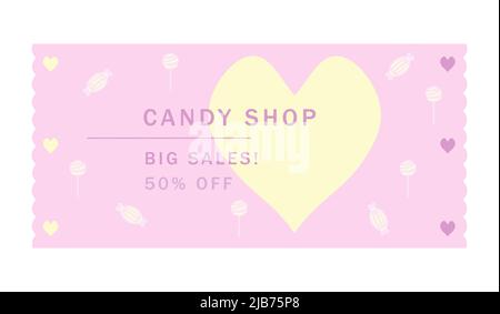 Banner for candy shop in pink and yellow colors Stock Vector