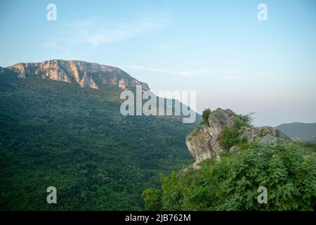 Hills above the Sicevac gorge. Before sunrise. Wonderful spring morning. Stock Photo