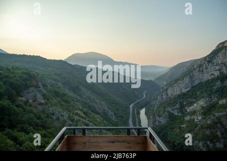 Hills above the Sicevac gorge. Before sunrise. Wonderful spring morning. Stock Photo