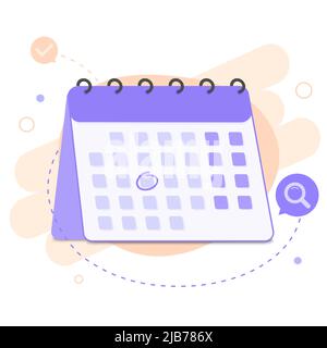 Calendar isometric icon with selected date. Time management and deadline concept. Flat cartoon design vector Stock Vector