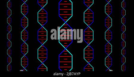 Image of colorful dna rotating on black background Stock Photo