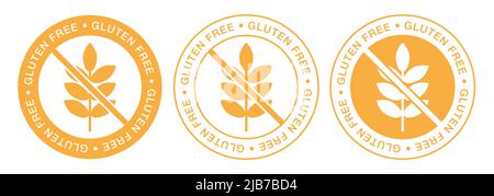 Gluten free labels vector set. Isolated gluten free symbol collection. Packaging badges design, vector illustration. Stock Vector