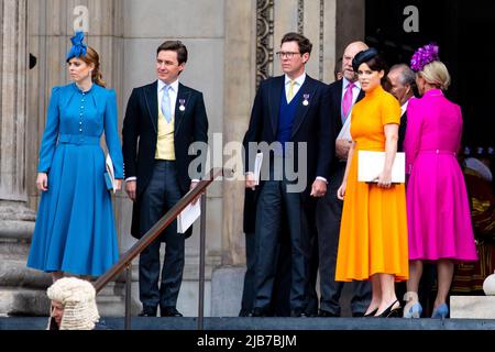 London UK. 03rd June 2022. Princess Beatrice of York with her