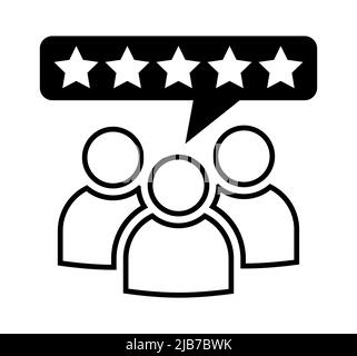 5 stars positive review of customer. Feedback with satisfaction rating. Survey about quality service. Concept of best ranking. Good result. Stock Vector