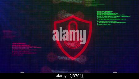 Red and green digital DNA padlock Stock Photo